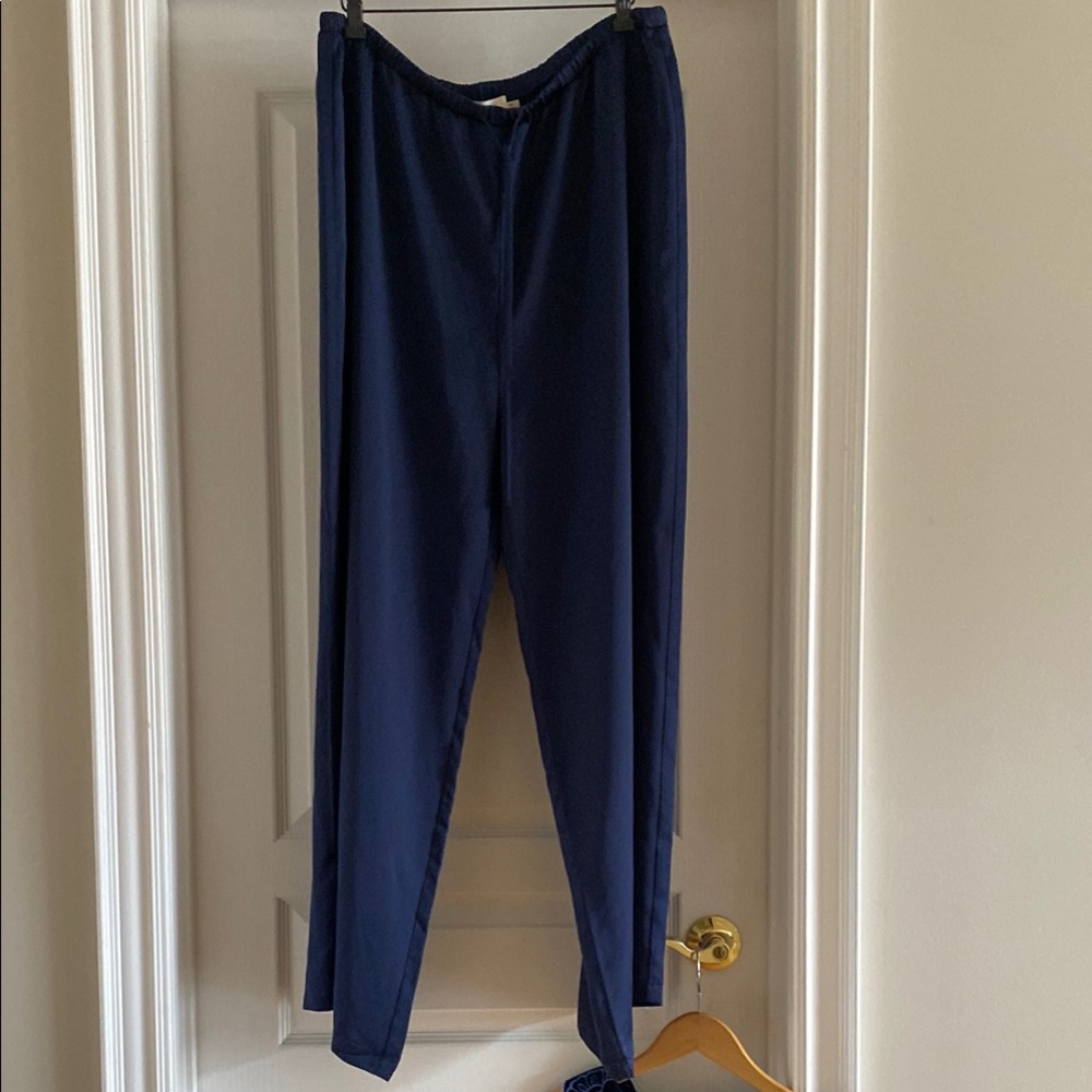 Outstanding combination Woman satin Navy Blue Pants